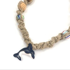 Glass Dolphin Hand Crafted Braided Necklace Beach Boho Surfer